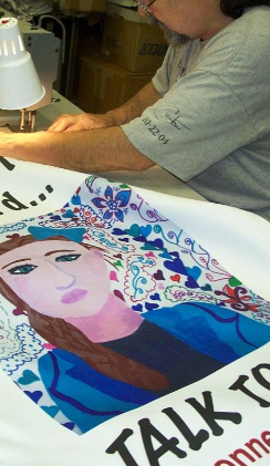 Colorful printed banner. Colorful printed banner.