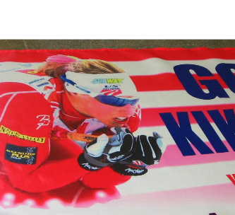 Dye-printed banner. Dye-printed banner.