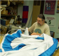 Sewing large banner.
