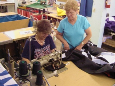 Sewing machine operators working. Sewing machine operators working.