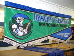 marching banner with stylized scallop marching banner with stylized scallop